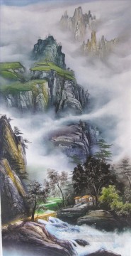 Paisaje chino de montañas tradicionales Pinturas al óleo